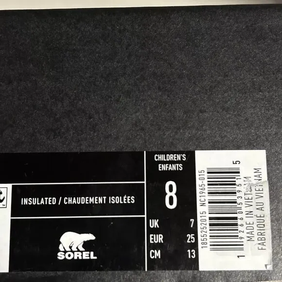 Sorel Toddler Boy's Winter Snow Boots Size 8-10 Black/Red Insulated Waterproof