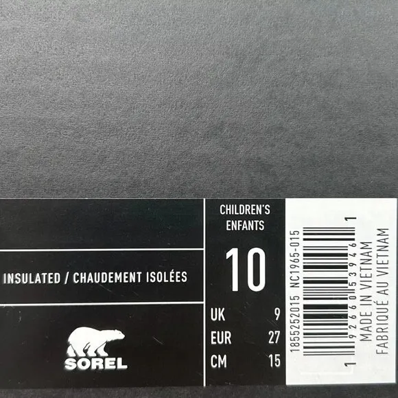 Sorel Toddler Boy's Winter Snow Boots Size 8-10 Black/Red Insulated Waterproof