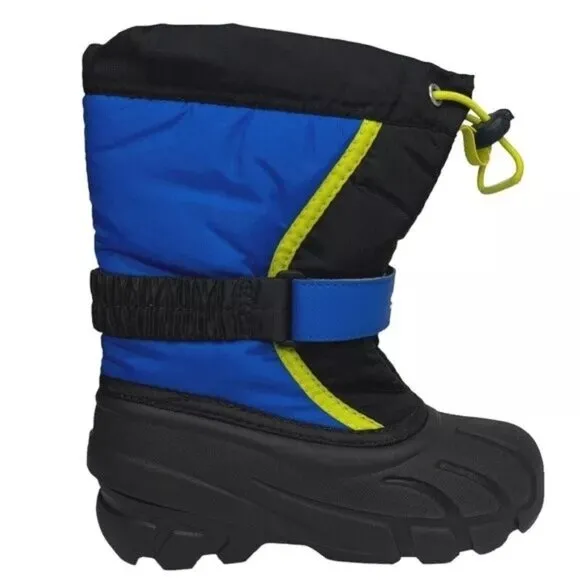 Sorel Toddler Boys Winter Snow Boots Size 9-10 Black Blue Insulated &amp; Waterproof