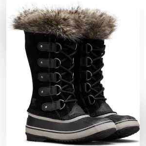 Sorel women’s Joan of Arctic waterproof fur trim winter boots black size 5