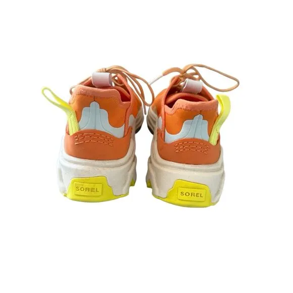 Sorel Womens Orange Yellow Kinetic Breakthru Tech Lace Sneakers Size 8.5