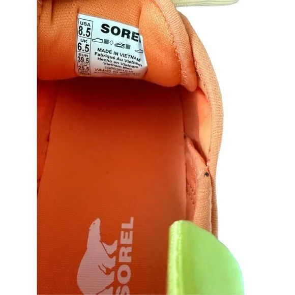Sorel Womens Orange Yellow Kinetic Breakthru Tech Lace Sneakers Size 8.5