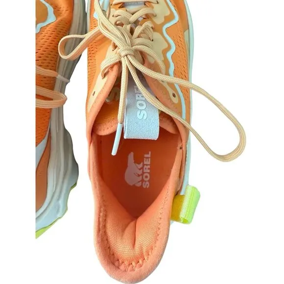 Sorel Womens Orange Yellow Kinetic Breakthru Tech Lace Sneakers Size 8.5