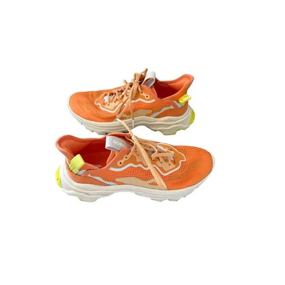 Sorel Womens Orange Yellow Kinetic Breakthru Tech Lace Sneakers Size 8.5