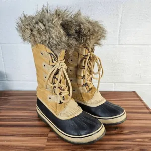 Sorel Women's Joan of Arctic Waterproof Suede Snow tall Boots Tan Size 8