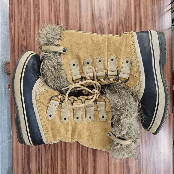 Sorel Women's Joan of Arctic Waterproof Suede Snow tall Boots Tan Size 8