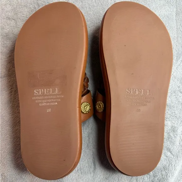 Spell Neverland Leather Sandal Brown Size EU36 US6