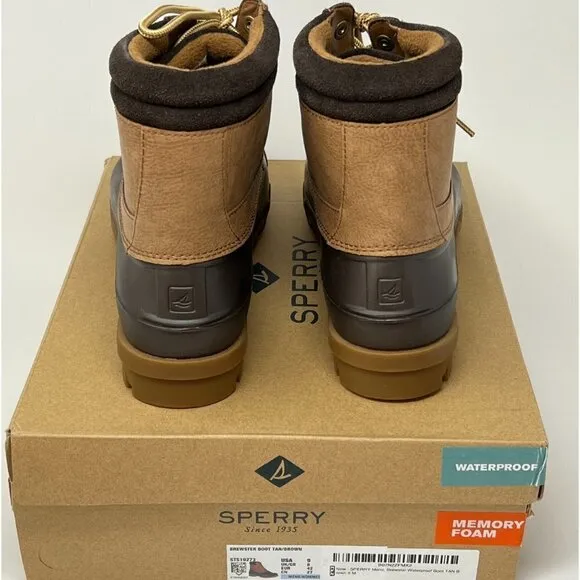 Sperry Brewster Waterproof Duck Boot with Memory Foam, Tan/Brown