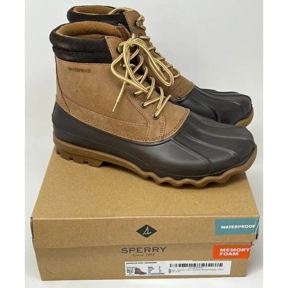 Sperry Brewster Waterproof Duck Boot with Memory Foam, Tan/Brown