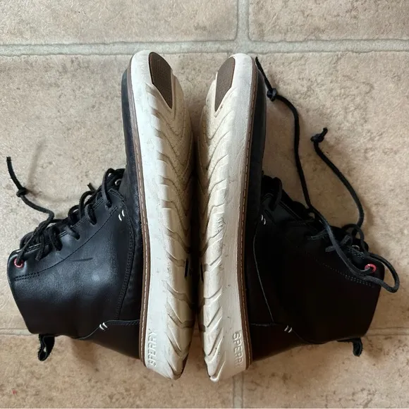 Sperry Element Apron Toe Black High Top Leather Boot 9.5