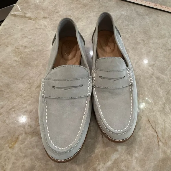 Sperry Gray Suede Slip-On Loafers with Penny Strap Woman’s. Sts81925