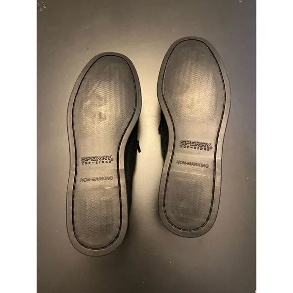 Sperry’s | A\O Vida Serpent Leather Boat Shoe | Black | 6.5