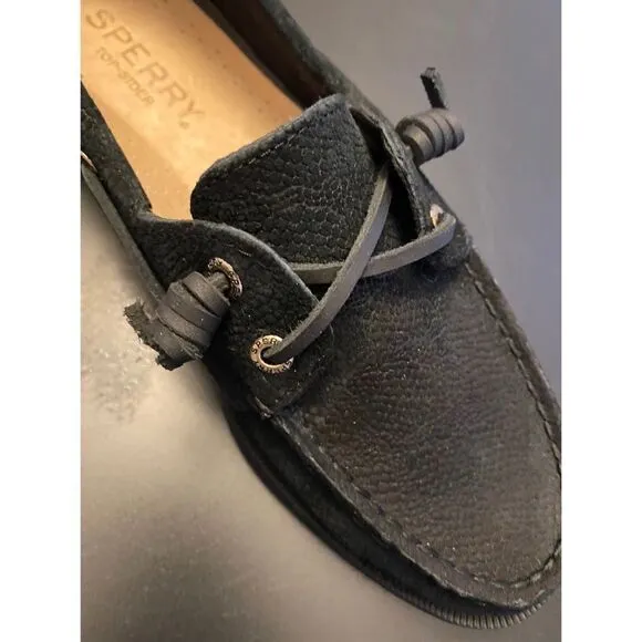 Sperry’s | A\O Vida Serpent Leather Boat Shoe | Black | 6.5