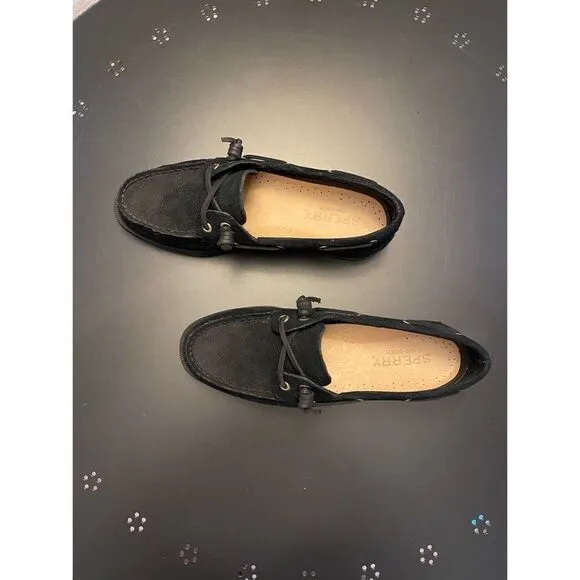 Sperry’s | A\O Vida Serpent Leather Boat Shoe | Black | 6.5