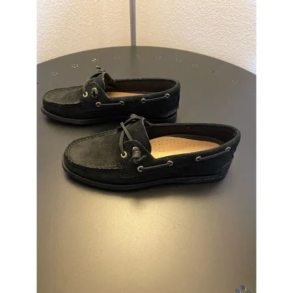 Sperry’s | A\O Vida Serpent Leather Boat Shoe | Black | 6.5
