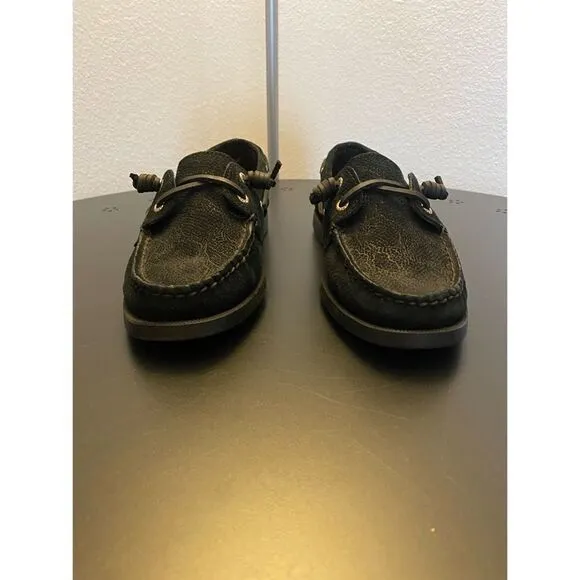 Sperry’s | A\O Vida Serpent Leather Boat Shoe | Black | 6.5