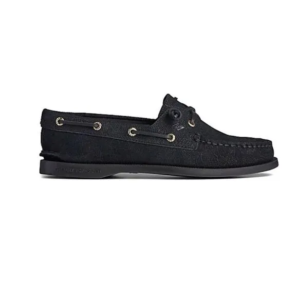 Sperry’s | A\O Vida Serpent Leather Boat Shoe | Black | 6.5