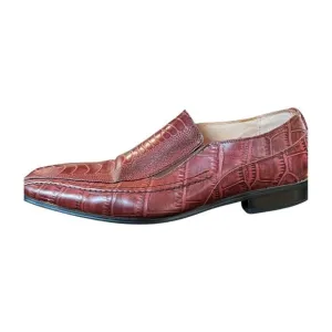 Stacy Adams Croc Embossed Slip On Mens Dress Shoes Size 11 brown Leather Loafers