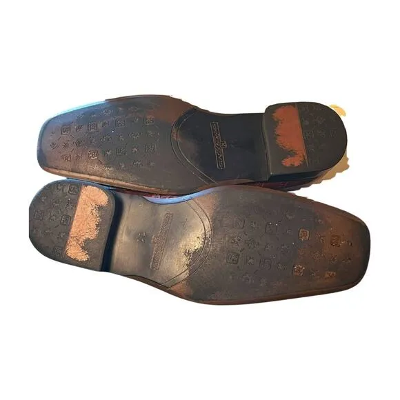 Stacy Adams Croc Embossed Slip On Mens Dress Shoes Size 11 brown Leather Loafers