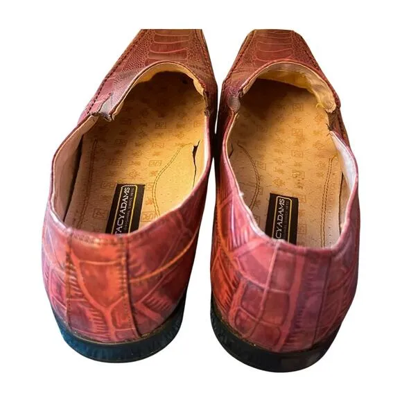 Stacy Adams Croc Embossed Slip On Mens Dress Shoes Size 11 brown Leather Loafers