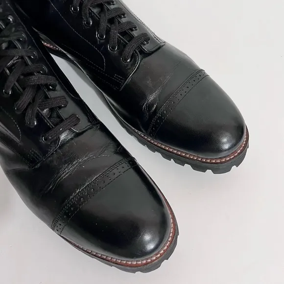 Stacy Adams Madison Cap Toe Black Leather Lace Boots Size 13