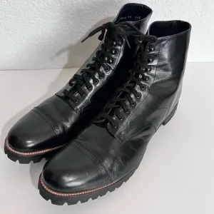 Stacy Adams Madison Cap Toe Black Leather Lace Boots Size 13