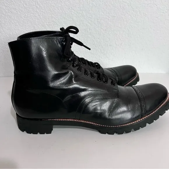 Stacy Adams Madison Cap Toe Black Leather Lace Boots Size 13