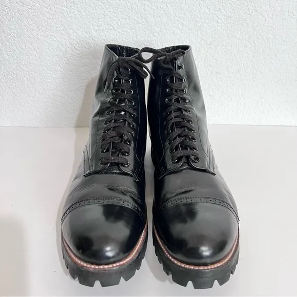 Stacy Adams Madison Cap Toe Black Leather Lace Boots Size 13