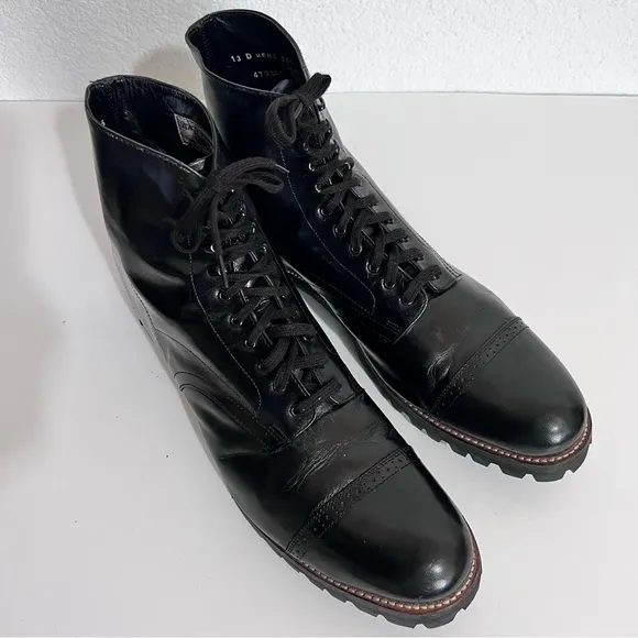 Stacy Adams Madison Cap Toe Black Leather Lace Boots Size 13