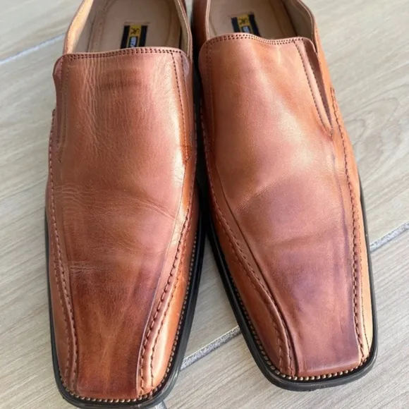 Stacy Adams Men's Hillman Slip-on Leather Loafers Size 12 Cognac Buffalo Brown