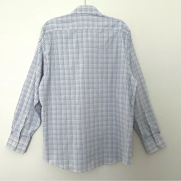 Stantt NEW Performance Tech Stretch Shirt Blue Black Tattersall Size 17.5 34/35