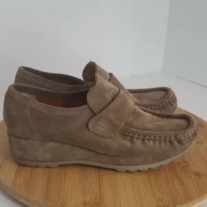 Stephane Kelian Brown Suede Slip On Platform Loafers Women's Shoe Size 38 US 7