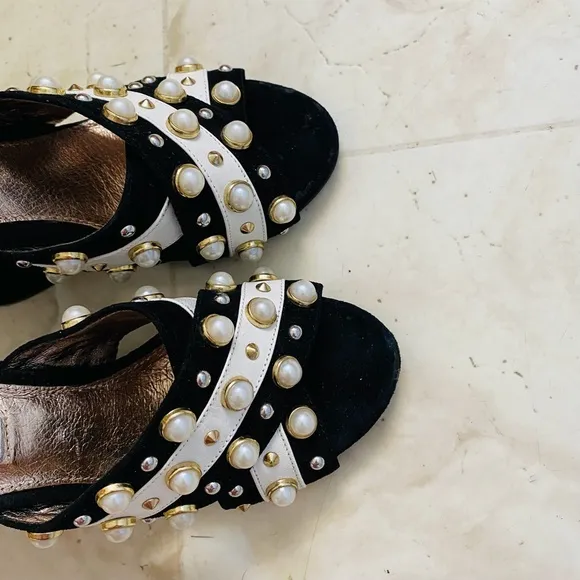Steve Madden Cove Black Suede Pearl Sandals, Franco Sarto Caven Leather Sandals