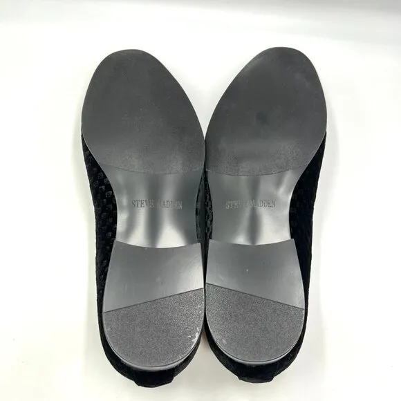 Steve Madden Mens 10.5  Lifted Black Velvet Velour Slip On Loafers Dress Shoes