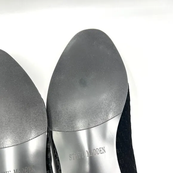 Steve Madden Mens 10.5  Lifted Black Velvet Velour Slip On Loafers Dress Shoes