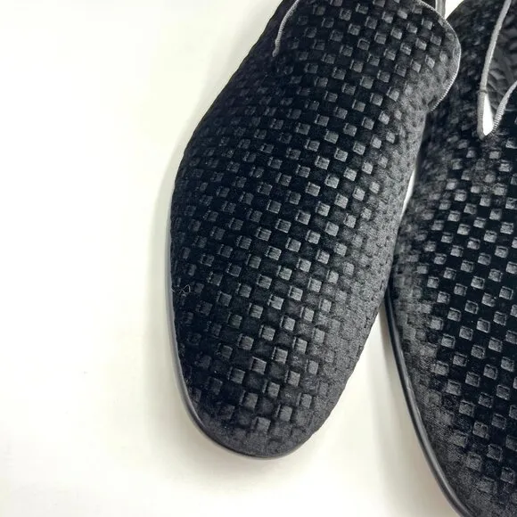 Steve Madden Mens 10.5  Lifted Black Velvet Velour Slip On Loafers Dress Shoes