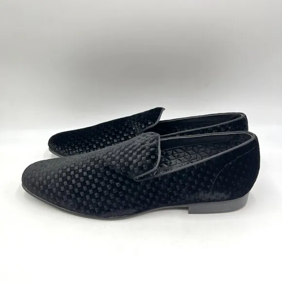 Steve Madden Mens 10.5  Lifted Black Velvet Velour Slip On Loafers Dress Shoes