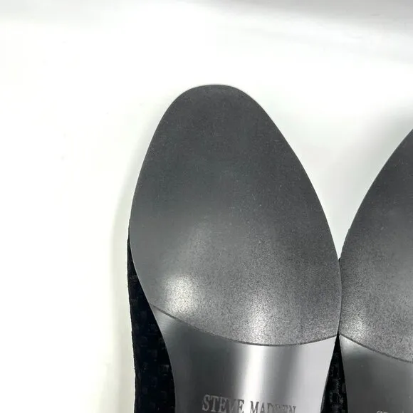 Steve Madden Mens 10.5  Lifted Black Velvet Velour Slip On Loafers Dress Shoes