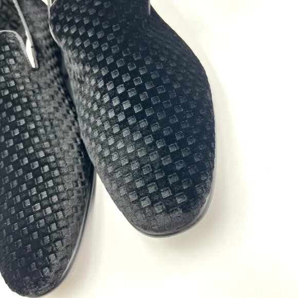 Steve Madden Mens 10.5  Lifted Black Velvet Velour Slip On Loafers Dress Shoes