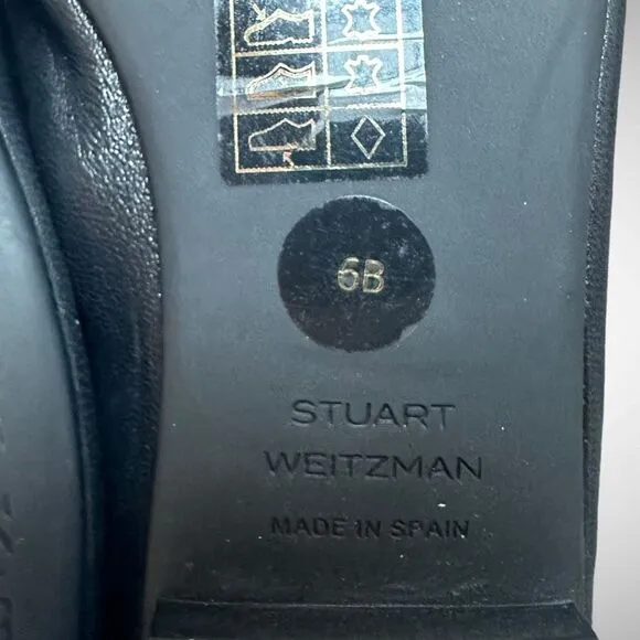 Stuart Weitzman Bardot Leather‎ Ballet Flats Shoe Black Size US 6 EU 36.5 NWOT
