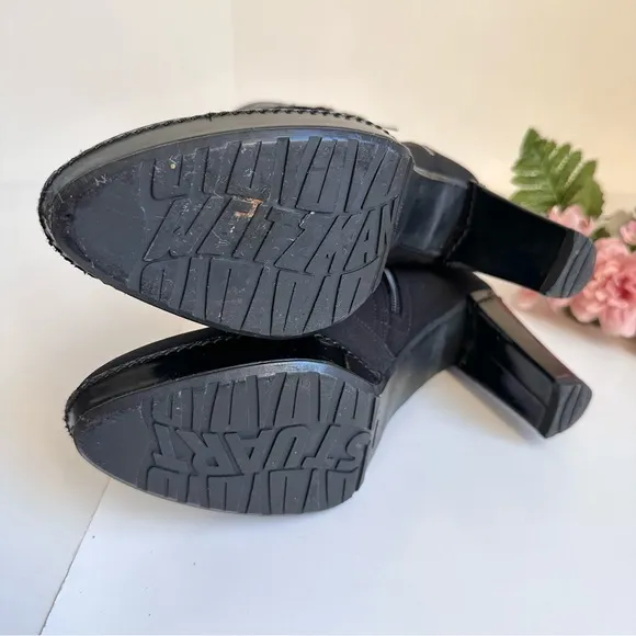 STUART WEITZMAN Black Gore-Tex Patent Leather Tassel Side Zip Waterproof Booties
