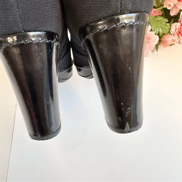 STUART WEITZMAN Black Gore-Tex Patent Leather Tassel Side Zip Waterproof Booties