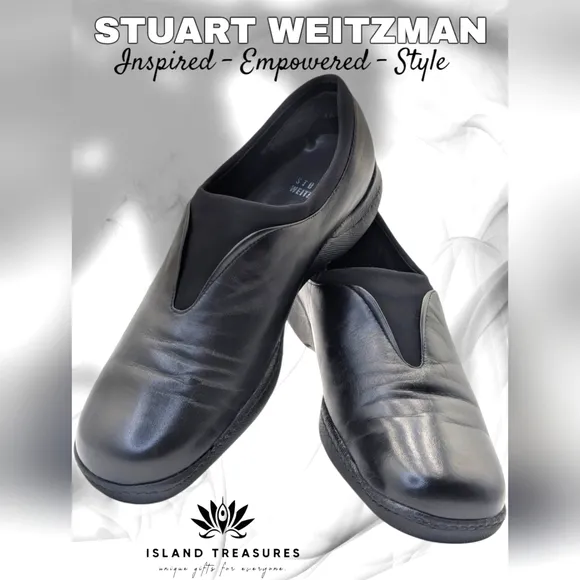 Stuart Weitzman Black Leather Loafers Women's Size 8M