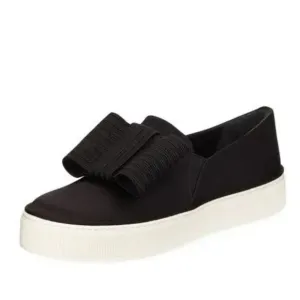 Stuart Weitzman Black Satin Bowgal Bow Slip-on Platform Sneakers Woman's 9.5