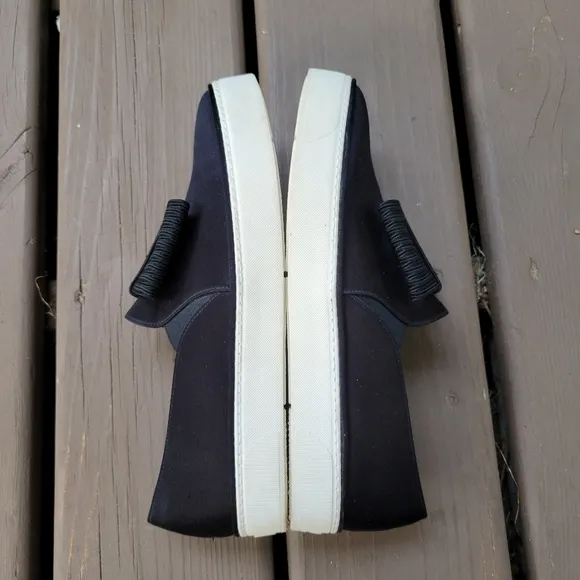 Stuart Weitzman Black Satin Bowgal Bow Slip-on Platform Sneakers Woman's 9.5