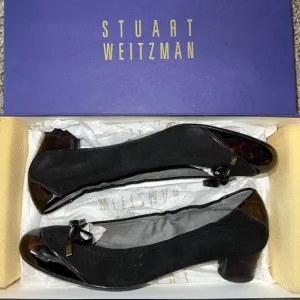Stuart Weitzman heeled flats tortoise shell heel brown with black suede