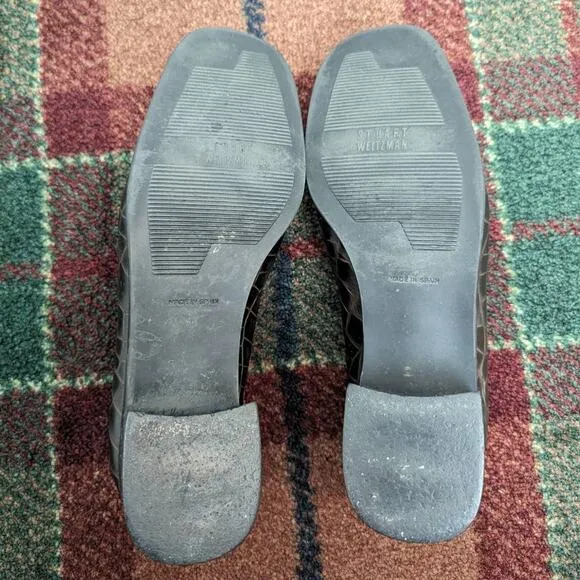 Stuart Weitzman Loafers Croc Embossed Dark Academia Collegiate Schoolgirl Y2K