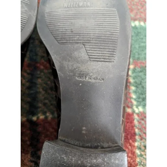 Stuart Weitzman Loafers Croc Embossed Dark Academia Collegiate Schoolgirl Y2K