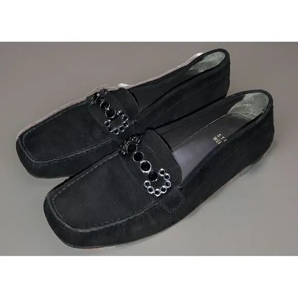 Stuart Weitzman Murphy Moc Embellished Suede Moccasins Loafers  Flats‎ 6.5