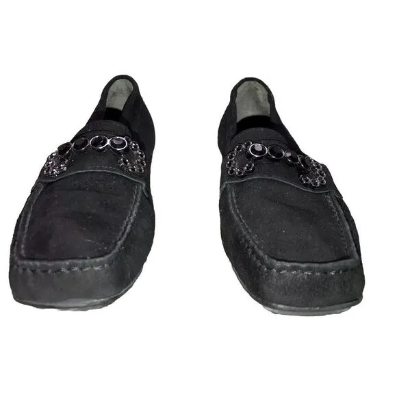 Stuart Weitzman Murphy Moc Embellished Suede Moccasins Loafers  Flats‎ 6.5